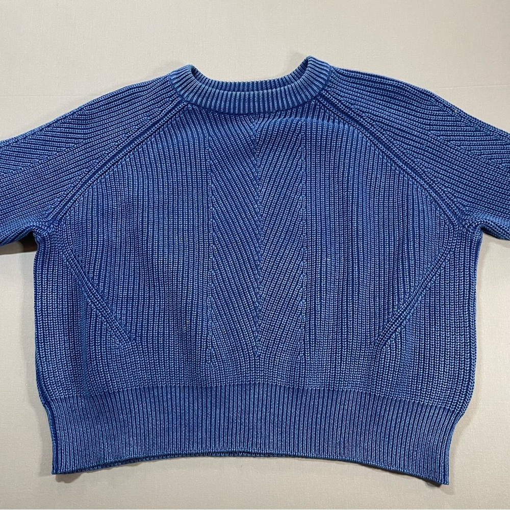 Demylee Chelsea Cotton Crew Sweater in Washed Denim, Herringbone - Womens Medium - Picture 10 of 16